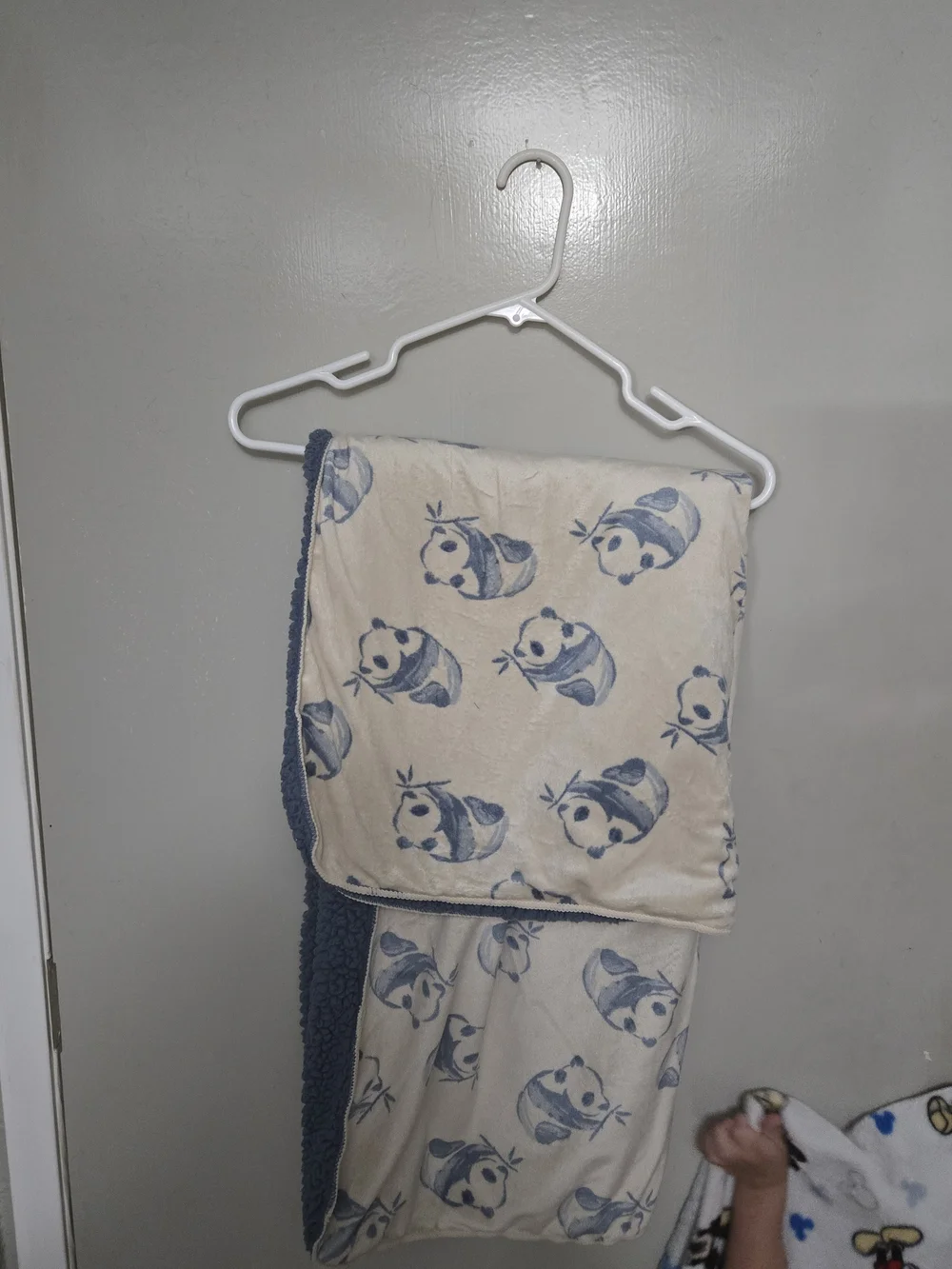 Carter's Cream Throw Blanket with Blue Panda Print